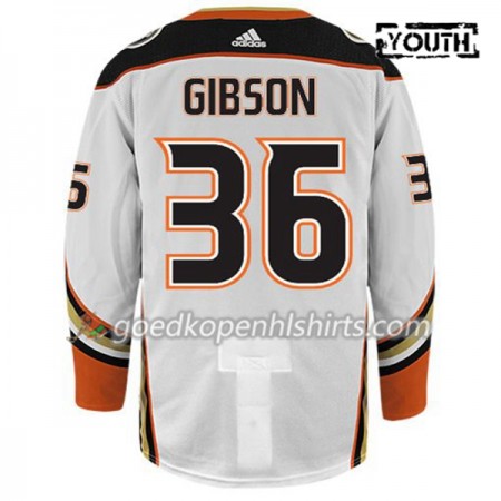 Anaheim Ducks JOHN GIBSON 36 Adidas Wit Authentic Shirt - Kinderen